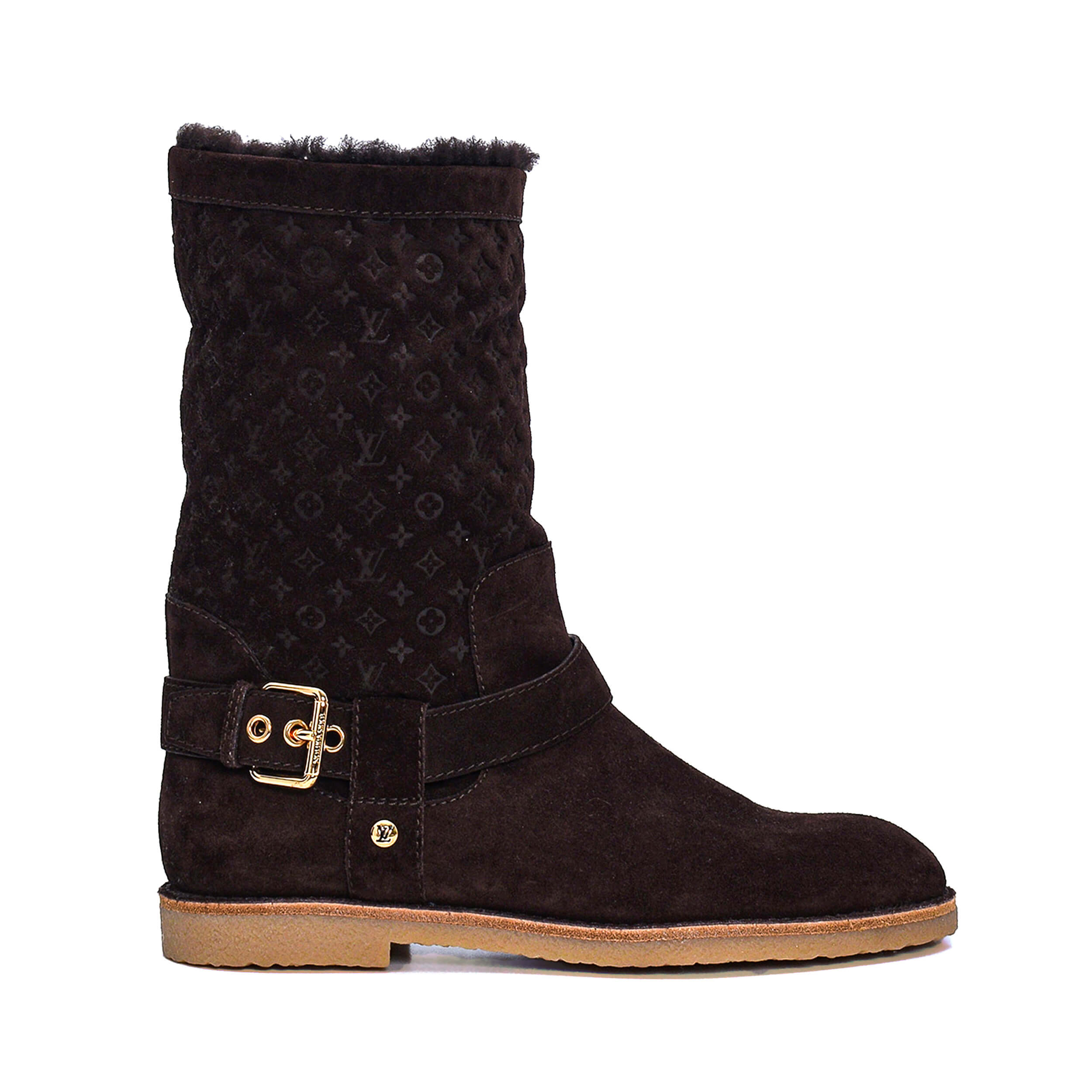 Louis Vuitton - Brown Monogram Suede&Insıde Fur Boots